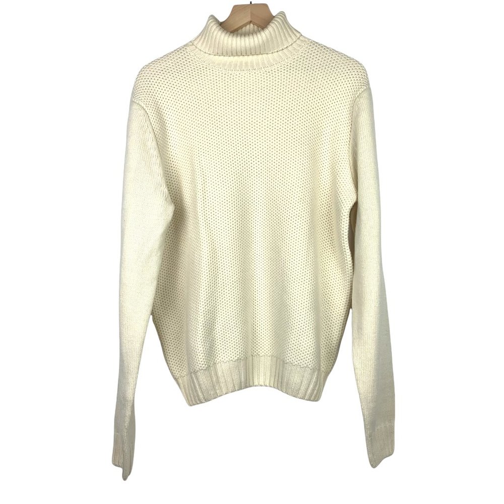 *SOLD* Suitsupply Men's Cream Knit Wool Cashmere Turtleneck Sweater XL